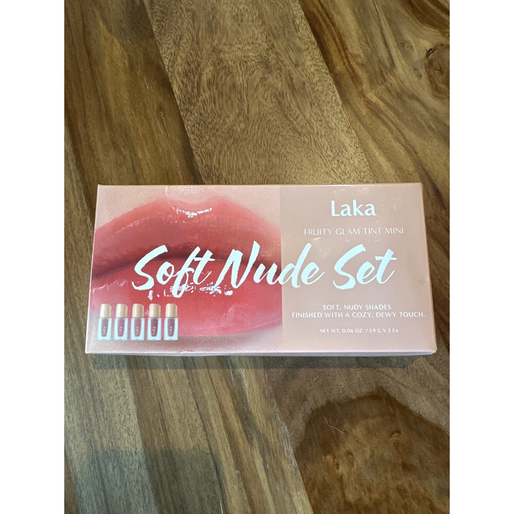 Laka Fruity Glam Tint Mini Soft Nude Set 5-Piece K-Beauty Lip Gloss Kit 1.9g x 5